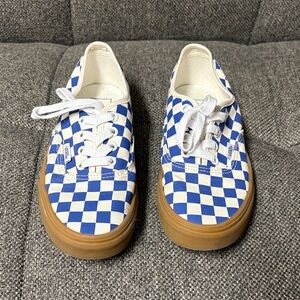 Vans Kids Blue and White Checkered Sneakers